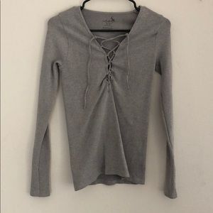 Free people intimately LS with lace up detailing